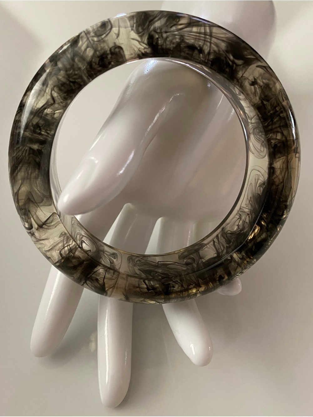 Smoky Marble Resin Bangle Bracelet - Gray Swirl